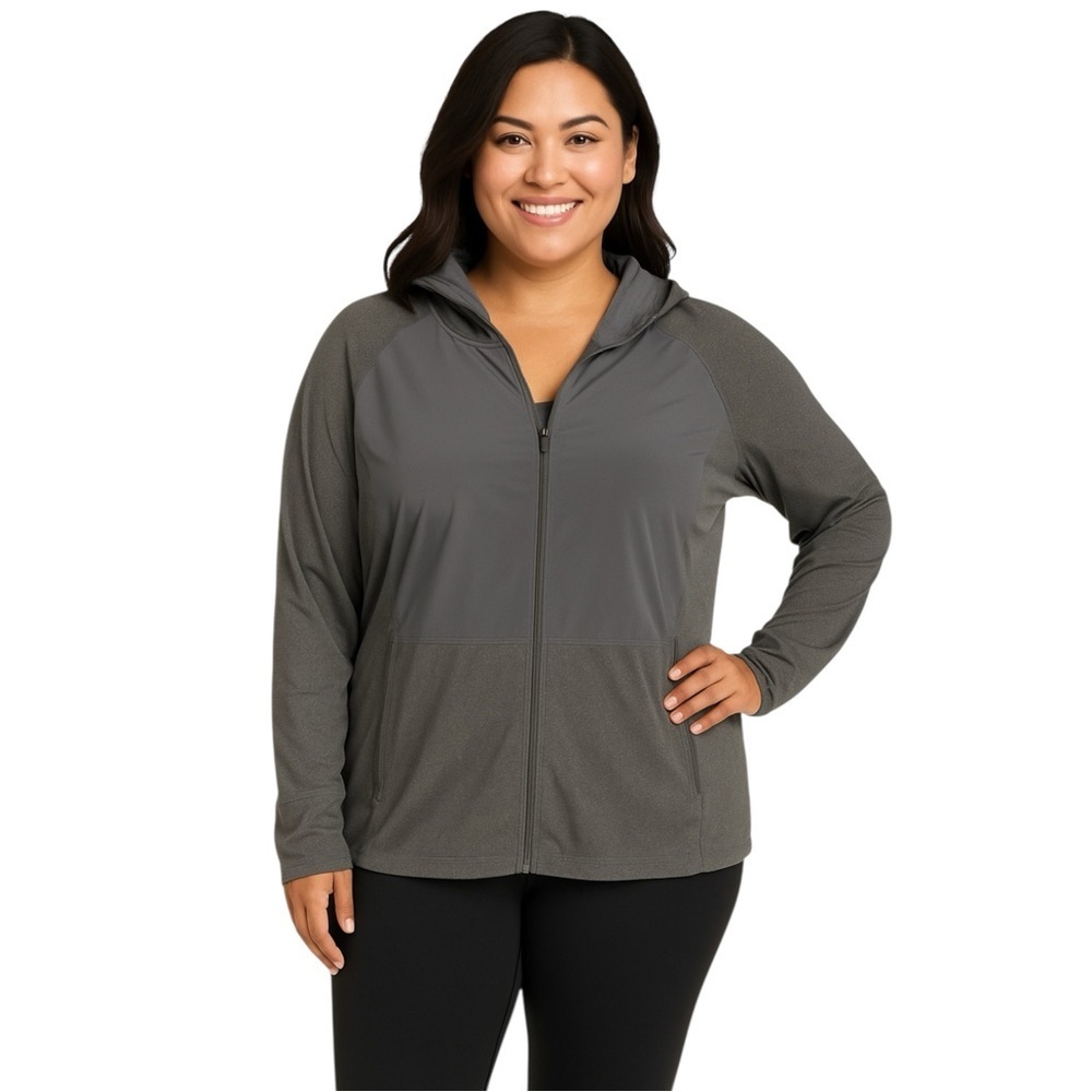 Tek Gear DryTek XL Grey Hooded Lightweight Zip Up Jacket